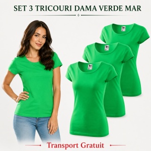 Set 3 tricouri simple dama bumbac 100%, Elegant casual cu decolteu femei, 122 - Img 10