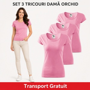 Set 3 tricouri simple dama bumbac 100%, Elegant casual cu decolteu femei, 122 - Img 30