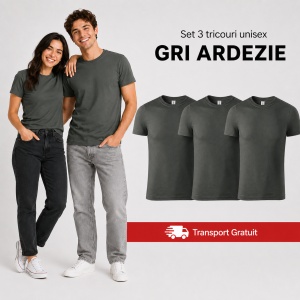 Set 3 tricouri unisex damă și bărbat, 100% bumbac, aceeași culoare, 22 nuanțe disponibile - Img 21