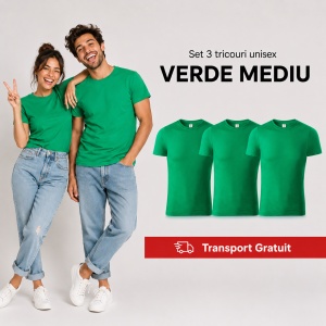 Set 3 tricouri unisex damă și bărbat, 100% bumbac, aceeași culoare, 22 nuanțe disponibile - Img 31