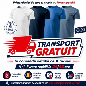 Set 4 Tricouri Bărbați 100% Bumbac Regular Clasic – Denim, Albastru Azuriu, Albastru Marin și Alb | S-3XL - Img 11