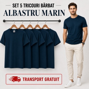 Set 5 Tricouri Bărbat în Aceeași Nuanță, 100% Bumbac, 145 g/m², Guler Rotund, 26 Culori, Mărimi S–3XL - Img 10