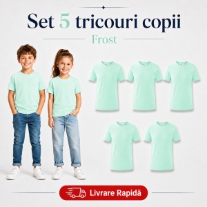 Set 5 tricouri copii din bumbac 100% – fete și băieți, 33 nuanțe disponibile - Img 18