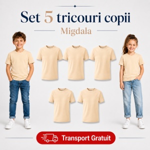 Set 5 tricouri copii din bumbac 100% – fete și băieți, 33 nuanțe disponibile - Img 28
