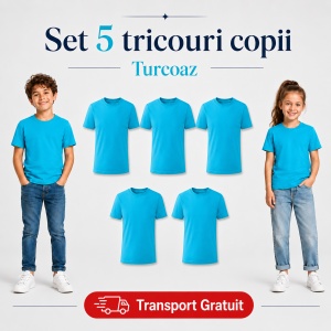 Set 5 tricouri copii din bumbac 100% – fete și băieți, 33 nuanțe disponibile - Img 38