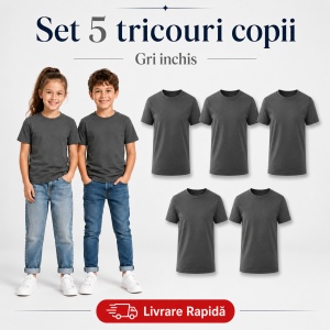 Set 5 Tricouri Copii din Bumbac 100% – Mânecă Scurtă, 33 Nuanțe, Fete și Băieți - Img 21