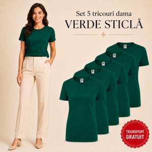 Set 5 tricouri damă simple casual | din bumbac 100%, slim fit XS - 2XL - Img 24