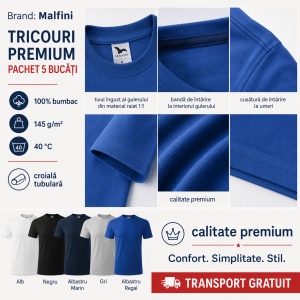 Set 5 tricouri din Bumbac 100% pentru barbati, multicolor, 132-MixColor- Marimi Mari - Img 7