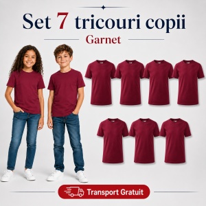 Set 7 Tricouri Copii din Bumbac 100% – Mânecă Scurtă, 33 Nuanțe, Fete și Băieți - Img 19