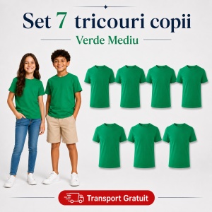 Set 7 Tricouri Copii din Bumbac 100% – Mânecă Scurtă, 33 Nuanțe, Fete și Băieți - Img 39