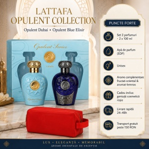 Set Parfumuri Lattafa Opulent Dubai & Opulent Blue Elixir, 2x 100 ml, Parfumuri Arabesti, Gentuta Cosmetice