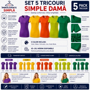 Set tricouri pentru dama multicolor 5 bucati - Img 2