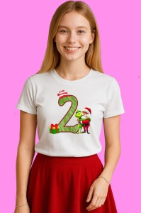 Tricou 2 Numar Craciun Cu Mos Si Spiridus Verde, din bumbac 100% Copii | Dama | Barbat