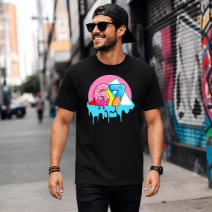 Tricou 67 Sase Sapte Inghetata Topita Design Urban Neon Roz, din bumbac 100%, tricou negru, Copii | Dama | Barbat - Img 5