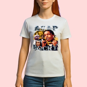 Tricou A$AP Rocky - Casual Smiling, muzica Hip-Hop / Rap, Dama | Barbat | Copii - Img 2