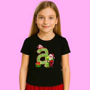 Tricou A Litere Craciun Cu Mos Si Spiridus Verde, din bumbac 100% Copii | Dama | Barbat