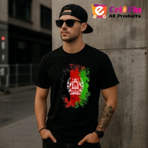 Tricou Afghanistan Steag Splash Art, Copii | Dama | Barbat, culoare negru - Img 7