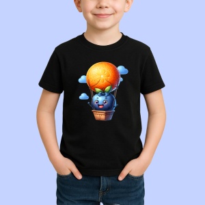 Tricou Afine amuzant de vara in balonul cu aer, Fructe, Copii | Dama, culoare negru - Img 1