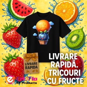 Tricou Afine amuzant de vara in balonul cu aer, Fructe, Copii | Dama, culoare negru - Img 12