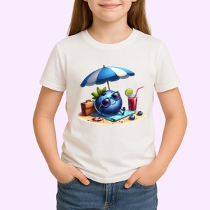Tricou Afine amuzant de vara la plaja, Fructe, Copii | Dama - Img 1