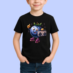 Tricou Afine amuzant de vara party pe role, Fructe, Copii | Dama, culoare negru