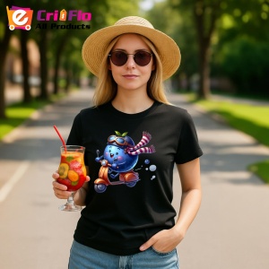Tricou Afine amuzant de vara pe scuter, Fructe, Copii | Dama, culoare negru - Img 9