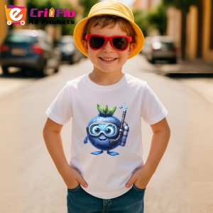 Tricou Afine amuzant de vara scafandru, Fructe, Copii | Dama - Img 3