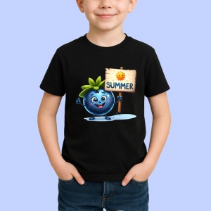 Tricou Afine amuzant de vara summer, Fructe, Copii | Dama, culoare negru - Img 1