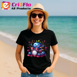 Tricou Afine amuzant de vara tobosar, Fructe, Copii | Dama, culoare negru - Img 11