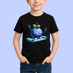 Tricou Afine amuzant de vara yoga, Fructe, Copii | Dama, culoare negru