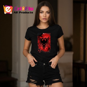 Tricou Albania Steag Splash Art, Copii | Dama | Barbat, culoare negru - Img 10