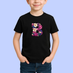 Tricou Alfabet Litera B cu Stitch Roz fericit, explozie de culori, Negru, Unisex Dama si Barbat | Copii - Img 3