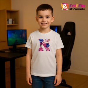 Tricou Alfabet Litera N cu flori, margarete, flori colorate, Alb, Unisex Dama si Barbat | Copii - Img 7