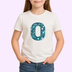 Tricou Alfabet Litera O cu circuite, cyber, tehnologie, Alb, Unisex Dama si Barbat | Copii