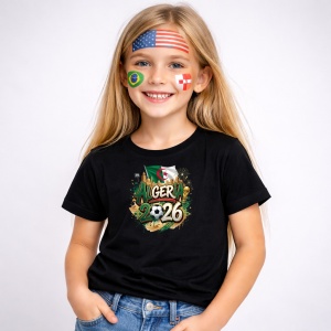 Tricou Algeria World Cup 2026 Fifa, din bumbac 100%, tricou negru, Copii | Dama | Barbat - Img 2