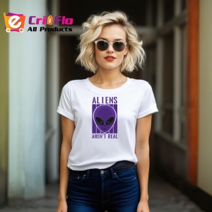 Tricou Aliens Arent Real Portret Extraterestru Mov, din bumbac 100% , tricou alb pentru Copii | Dama | Barbat - Img 8