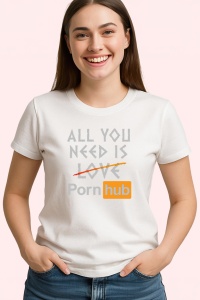 Tricou All You Need Is Love Parody, din bumbac 100%, tricou alb, Dama | Barbat - Img 2