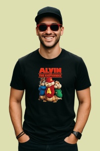 Tricou Alvin si veveritele personajele principale Alvin Simon si Theodore stau impreuna, Copii | Dama | Barbat , tricou negru - Img 4