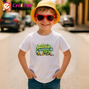 Tricou Am Potential Neconfirmat Text Amuzant Galben, din bumbac 100% , tricou alb pentru Copii | Dama | Barbat - Img 4