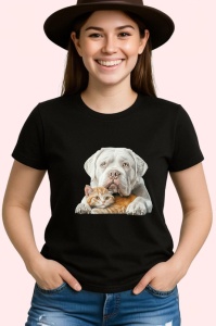 Tricou American Bulldog si pisica portocalie duo dragalas Copii | Dama | Barbat, negru - Img 3