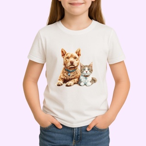 Tricou American Staffordshire Terrier si pisica gri tabby Copii | Dama | Barbat Barbat - Img 4