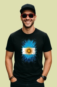Tricou Argentina Steag Splash Art, Copii | Dama | Barbat, culoare negru - Img 2
