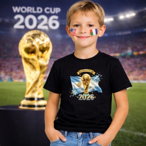Tricou Argentina World Cup 2026 Fifa V2, din bumbac 100%, tricou negru, Copii | Dama | Barbat - Img 5
