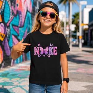 Tricou Aripi De Fluture Mov Roz Litere Urban Aesthetic, din bumbac 100%, tricou negru, Copii | Dama | Barbat - Img 7