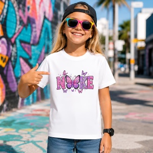 Tricou Aripi De Fluture Mov Roz Litere Urban Aesthetic, din bumbac 100% Copii | Dama | Barbat - Img 4