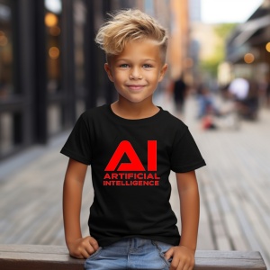 Tricou Artificial iNTELLIGENCE AI logo Negru, Copii | Dama | Barbat - Img 4