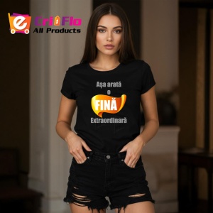 Tricou Asa Arata O Fina Extraordinara Text Portocaliu, din bumbac 100%, tricou negru Dama | Barbat - Img 3