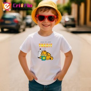 Tricou Asa Mam Trezit Grafic Garfield Amuzant, din bumbac 100% , tricou alb pentru Copii | Dama | Barbat - Img 4