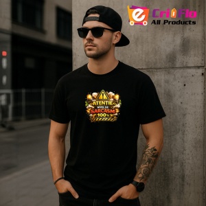 Tricou Atentie Nivel De Sarcasm 100 Suta Avertizare, din bumbac 100%, tricou negru Copii | Dama | Barbat - Img 6