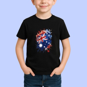 Tricou Australia Steag Splash Art, Copii | Dama | Barbat, culoare negru - Img 2